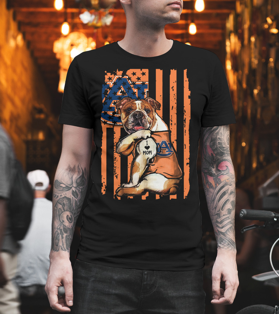 Bulldog Auburn Tigers I Love Mom T-Shirt