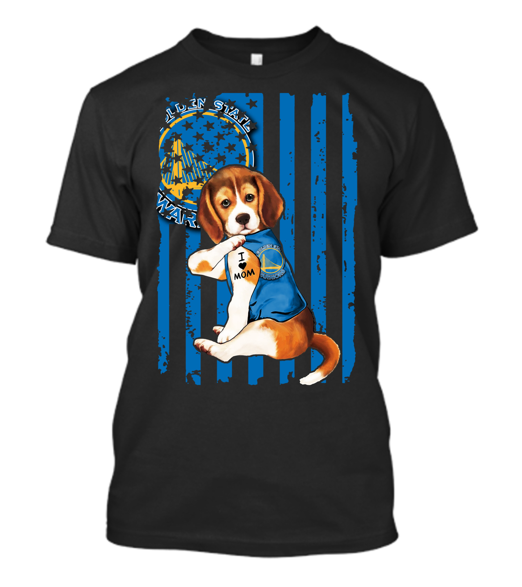 Beagle I Love Mom Golden State Warriors Basketball Puppy T-Shirt