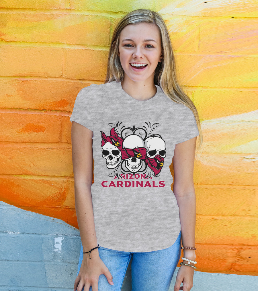 Arizona Cardinals Three Skulls Bandana T-Shirt