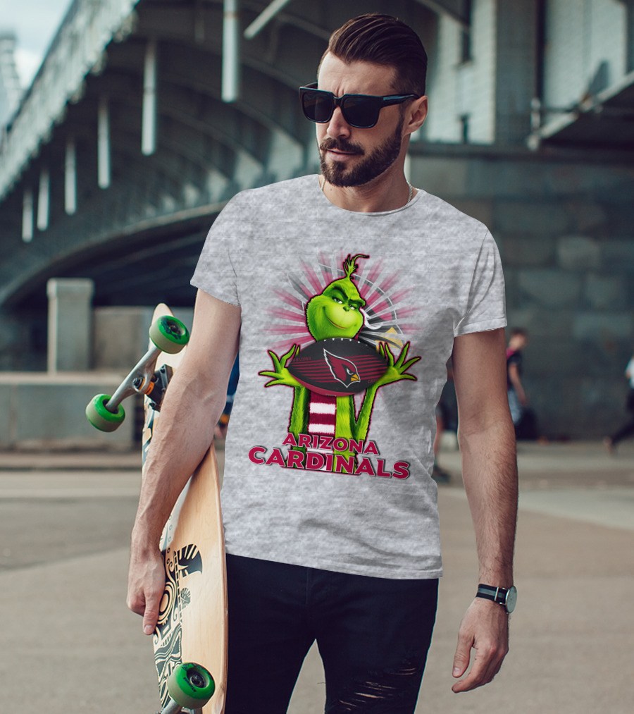 Grinch Holding Arizona Cardinals Football T-Shirt