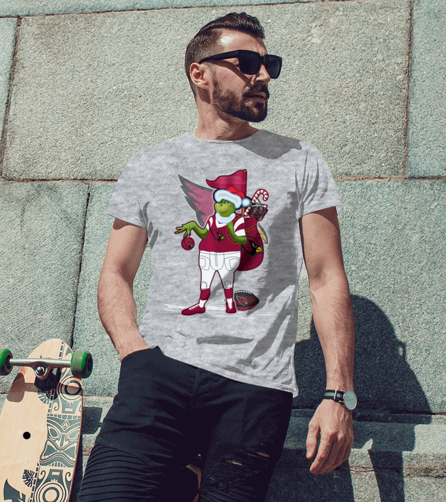 Grinchxmas Arizona Cardinals Christmas Football Fan Holiday Spirit T-Shirt