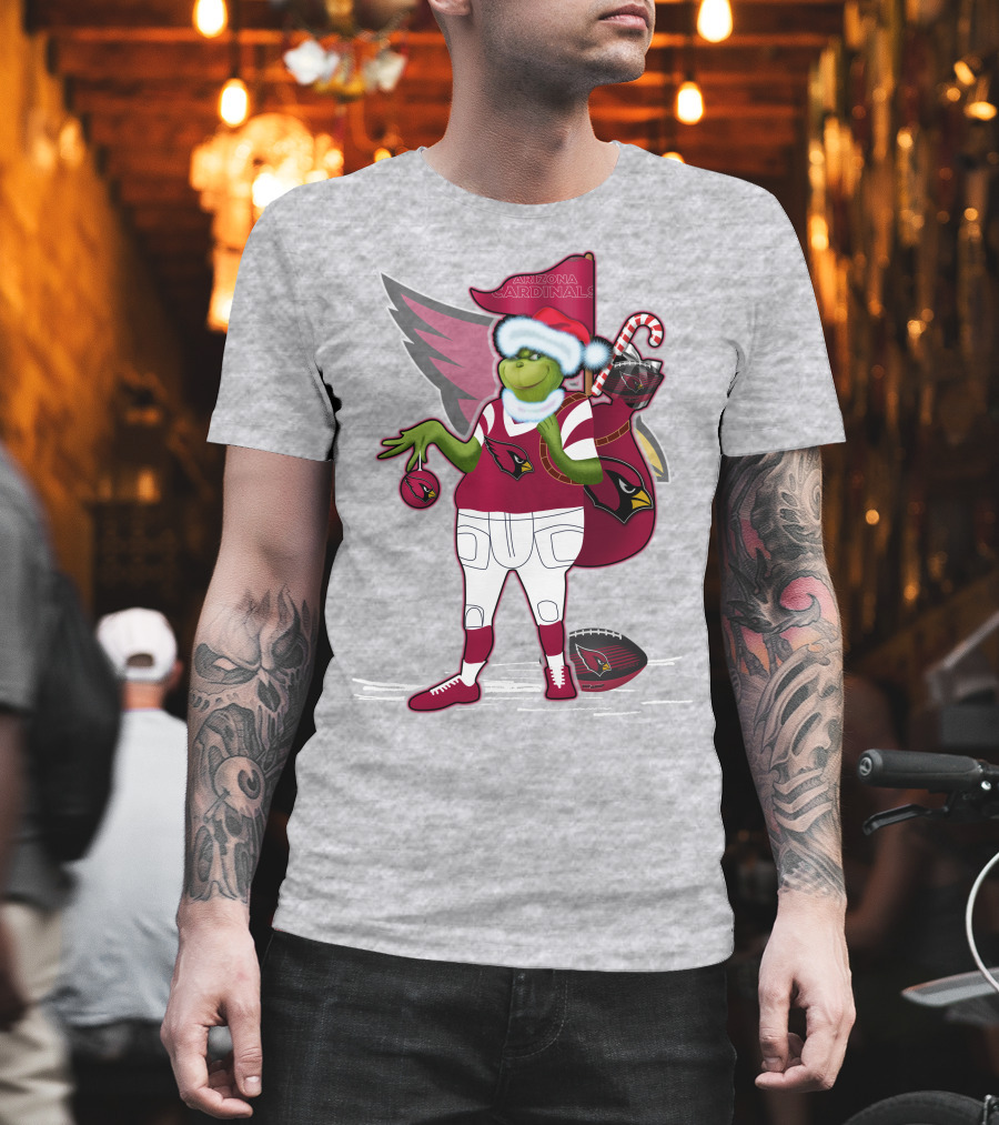 Grinchxmas Arizona Cardinals Christmas Football Fan Holiday Spirit T-Shirt