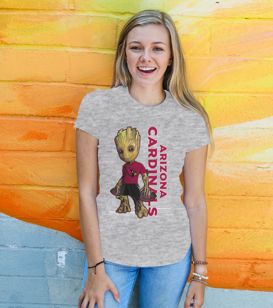 Groot Arizona Cardinals NFL Fan Art With Team Logo And Character T-Shirt
