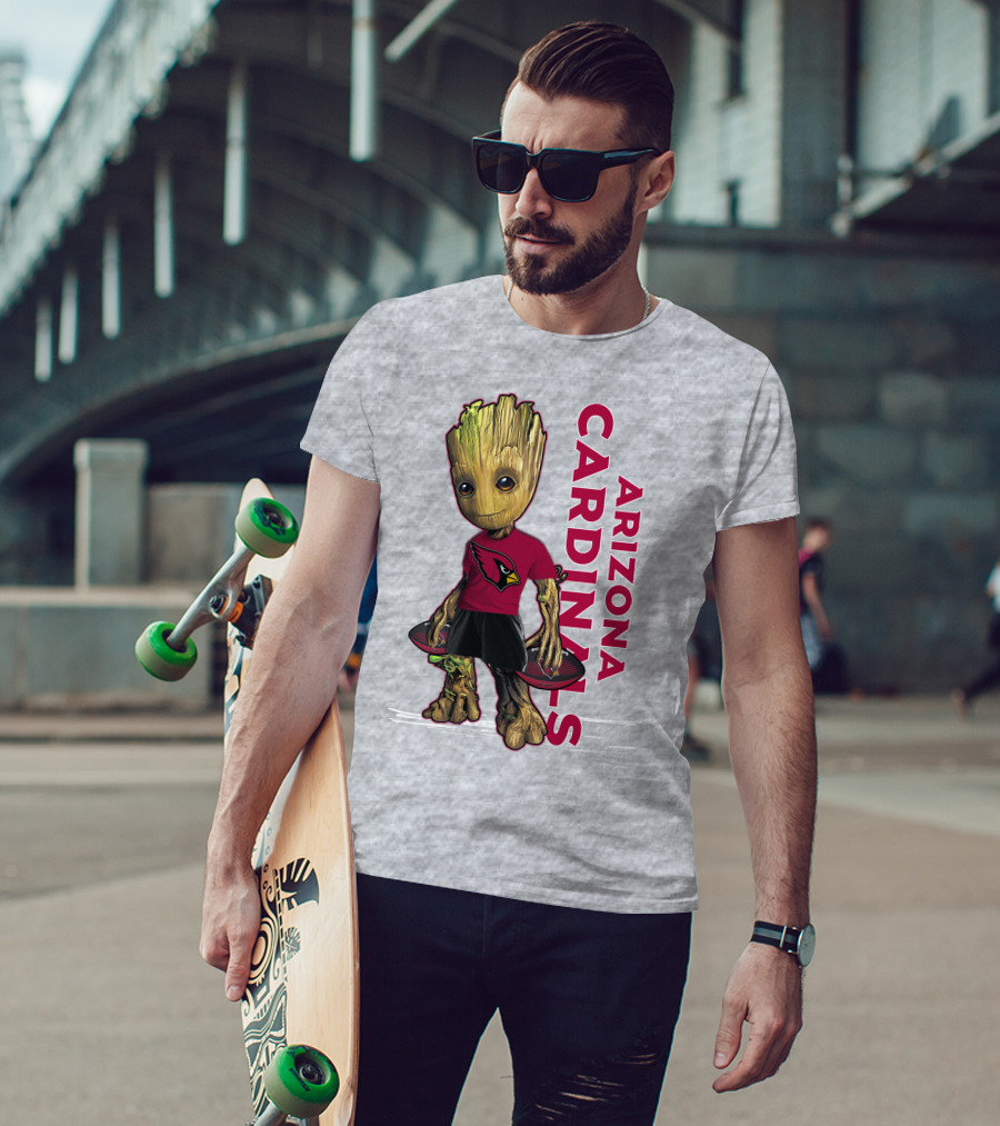 Groot Arizona Cardinals NFL Fan Art With Team Logo And Character T-Shirt