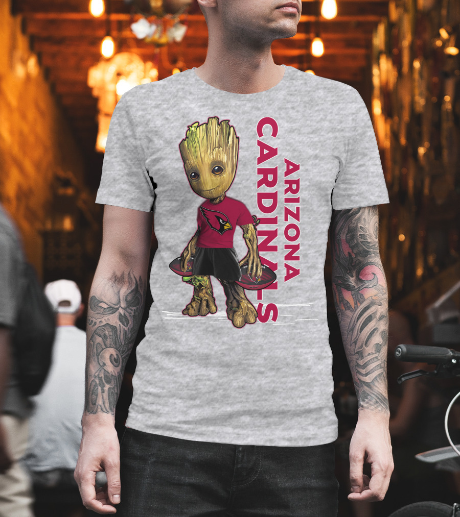 Groot Arizona Cardinals NFL Fan Art with Team Logo and Character T-Shirt