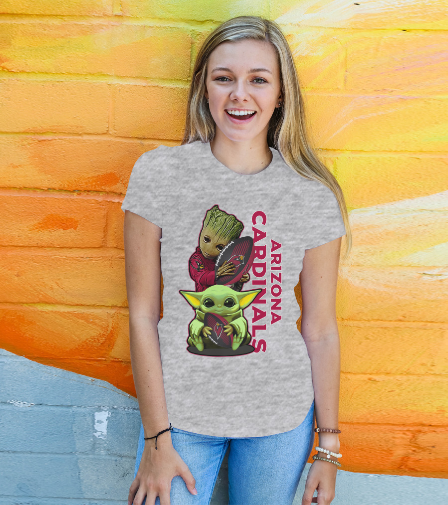 Grzd Arizona Cardinals Groot Baby Yoda Football T-Shirt