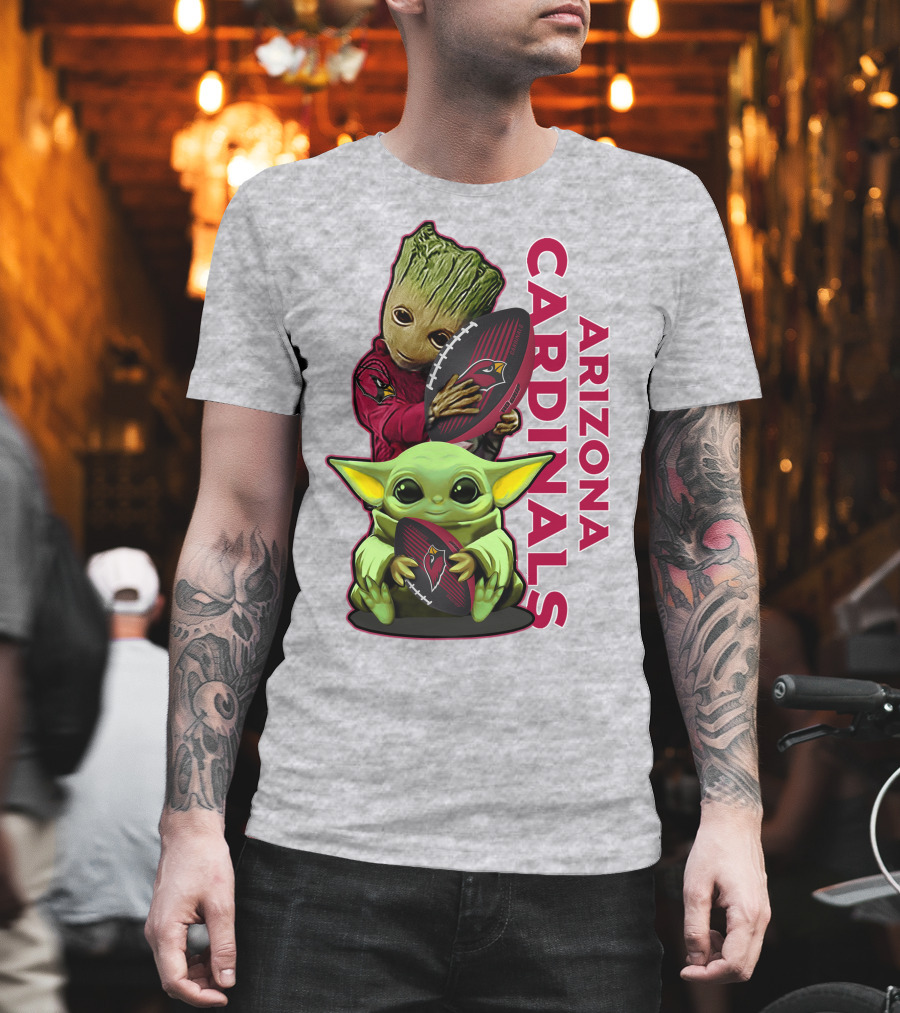 Grzd Arizona Cardinals Groot Baby Yoda Football T-Shirt