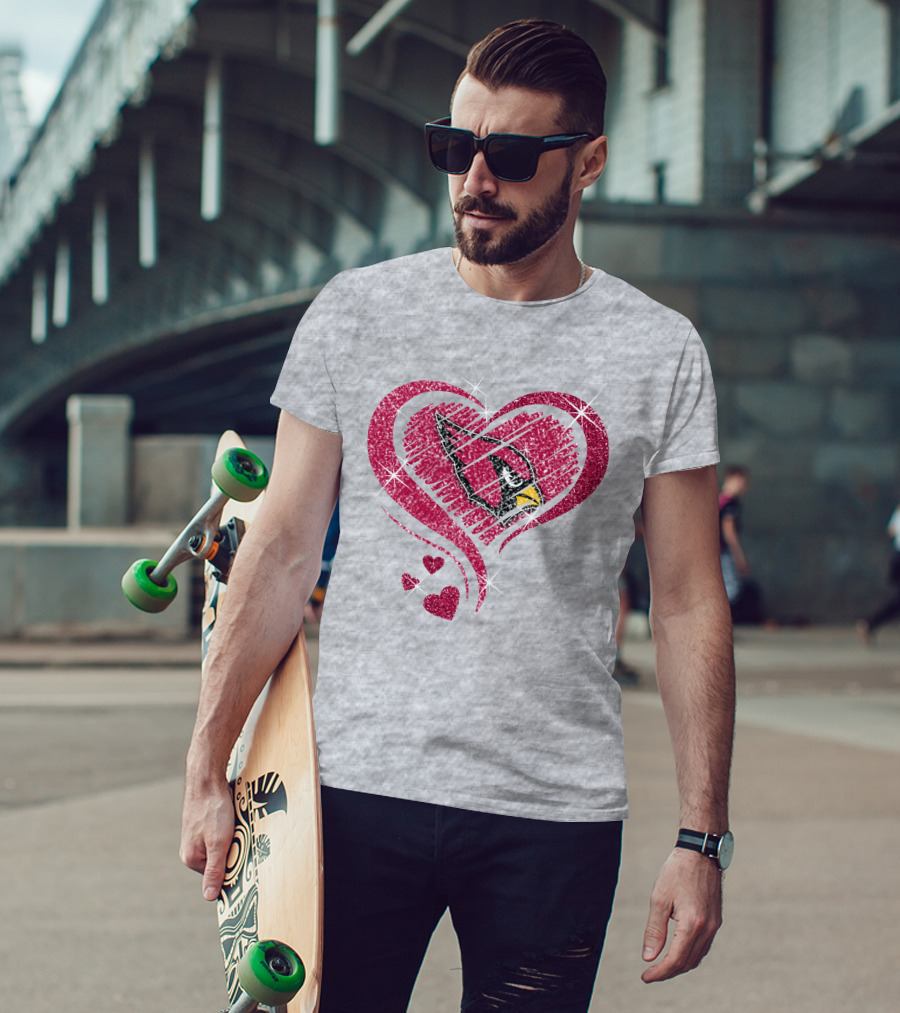 Heart Diamond Arizona Cardinals Sparkle Emblem T-Shirt