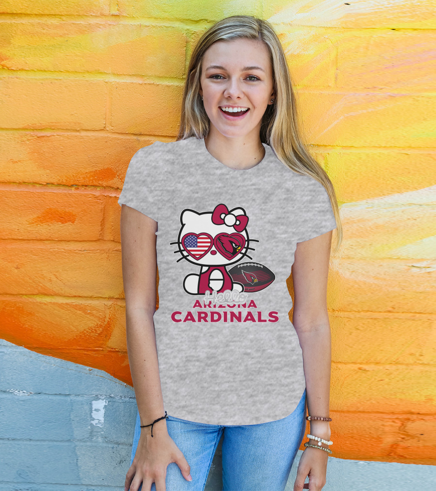 Hello Kitty Arizona Cardinals American Flag Football T-Shirt