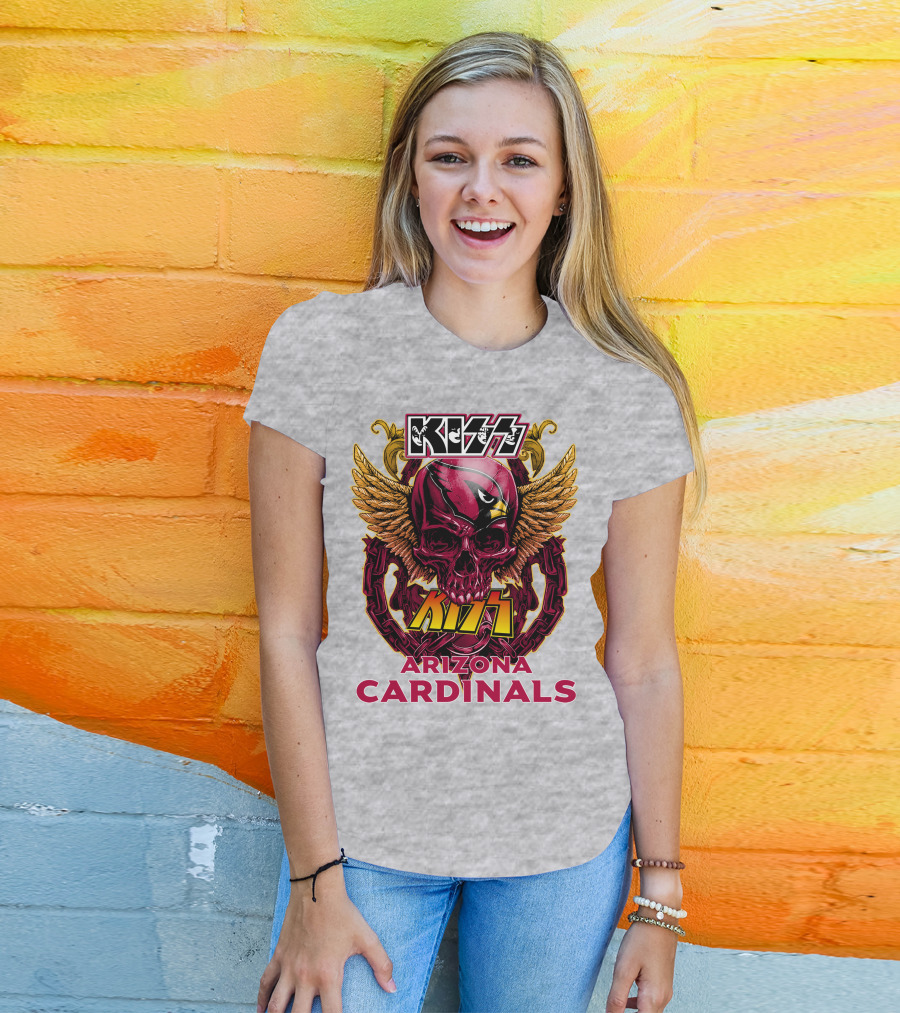 Kiss Arizona Cardinals Skull Wings T-Shirt