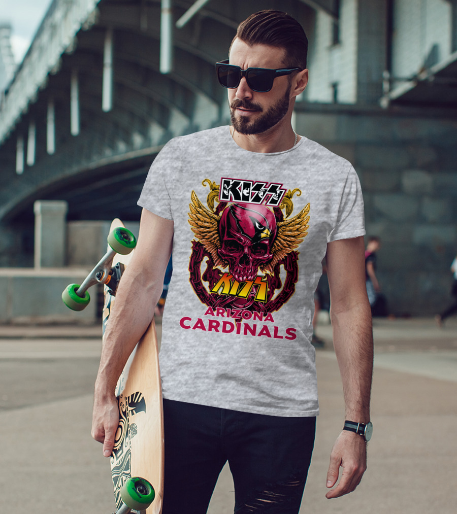 Kiss Arizona Cardinals Skull Wings T-Shirt