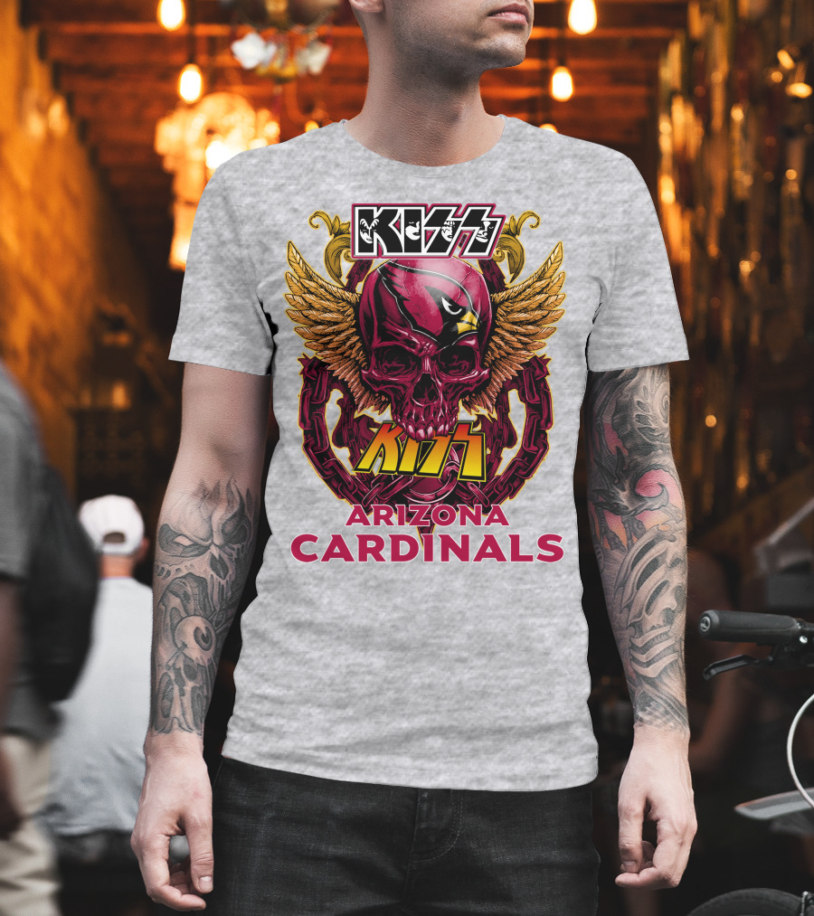 Kiss Arizona Cardinals Skull Wings T-Shirt