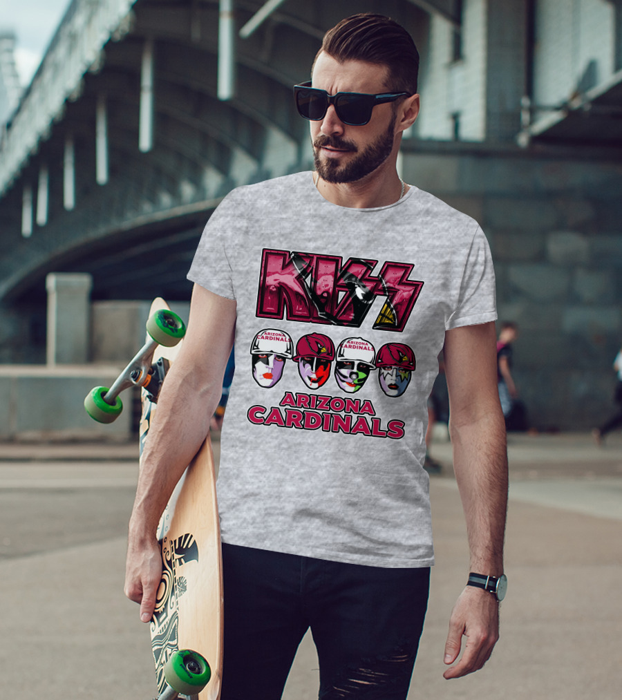 Kiss Arizona Cardinals Rock Band Helmet Faces T-Shirt
