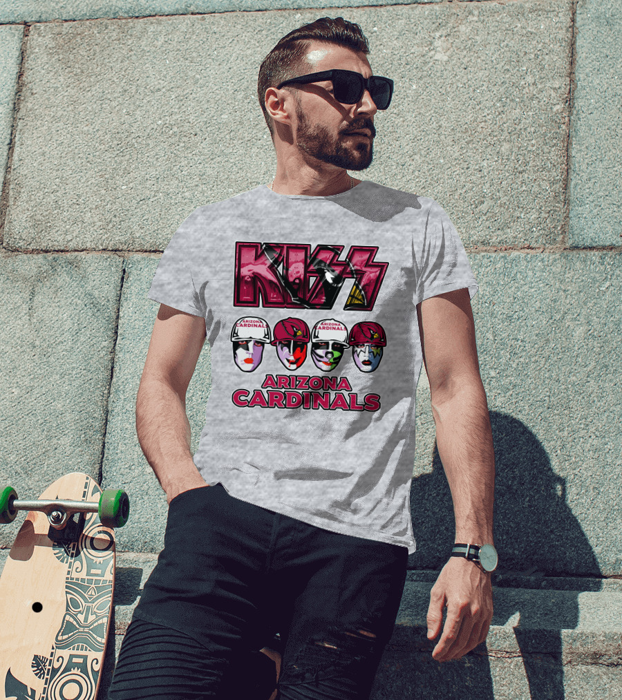 Kiss Arizona Cardinals Rock Band Helmet Faces T-Shirt