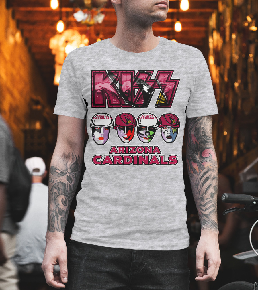 Kiss Arizona Cardinals Rock Band Helmet Faces T-Shirt