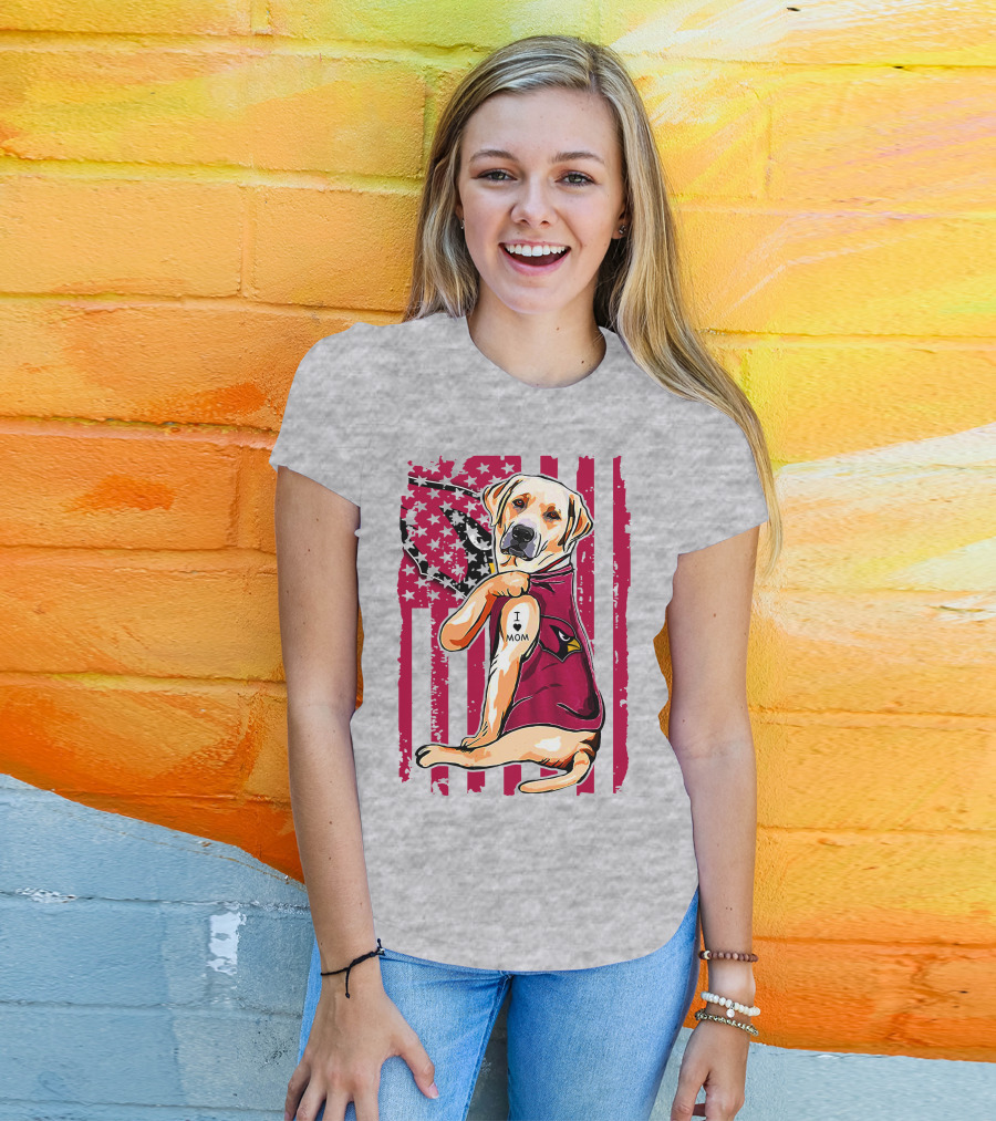 Labrador Retriever I Love Mom Arizona Cardinals Fan T-Shirt