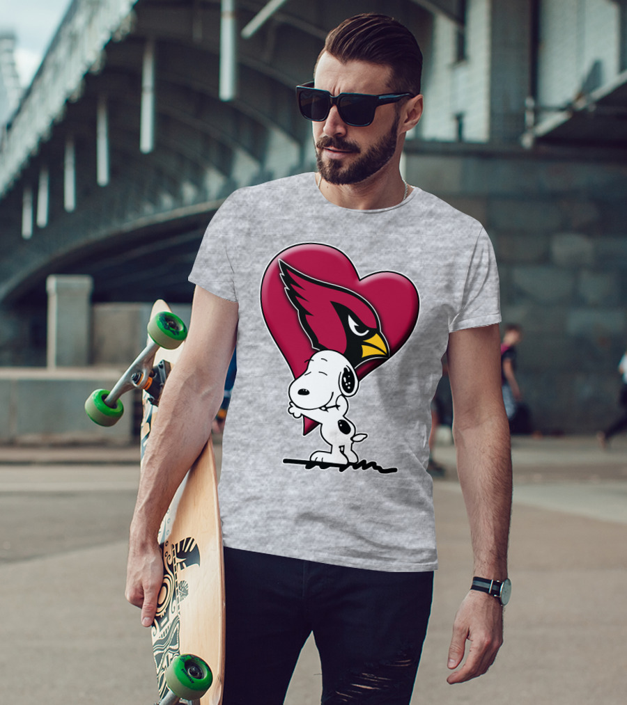 Snoopy Hugging Arizona Cardinals Heart T-Shirt