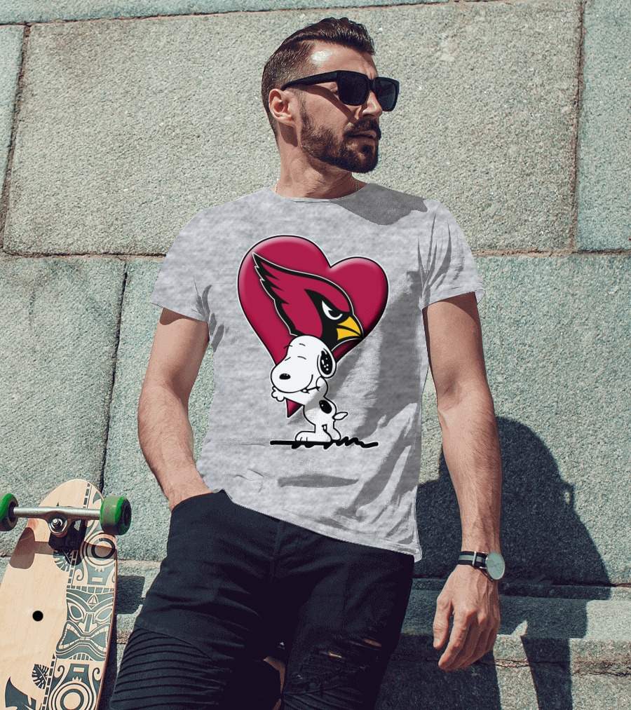 Snoopy Hugging Arizona Cardinals Heart T-Shirt