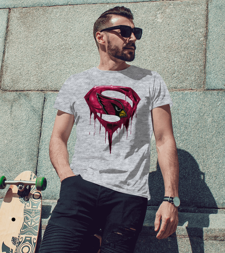 SPM Arizona Cardinals Dripping Super Hero Emblem T-Shirt