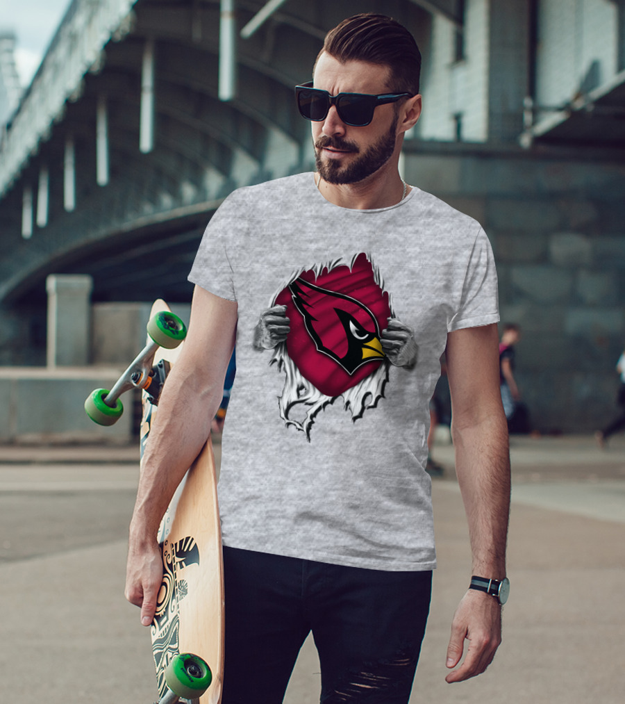 Torn Arizona Cardinals Logo Revealing Hidden Strength T-Shirt