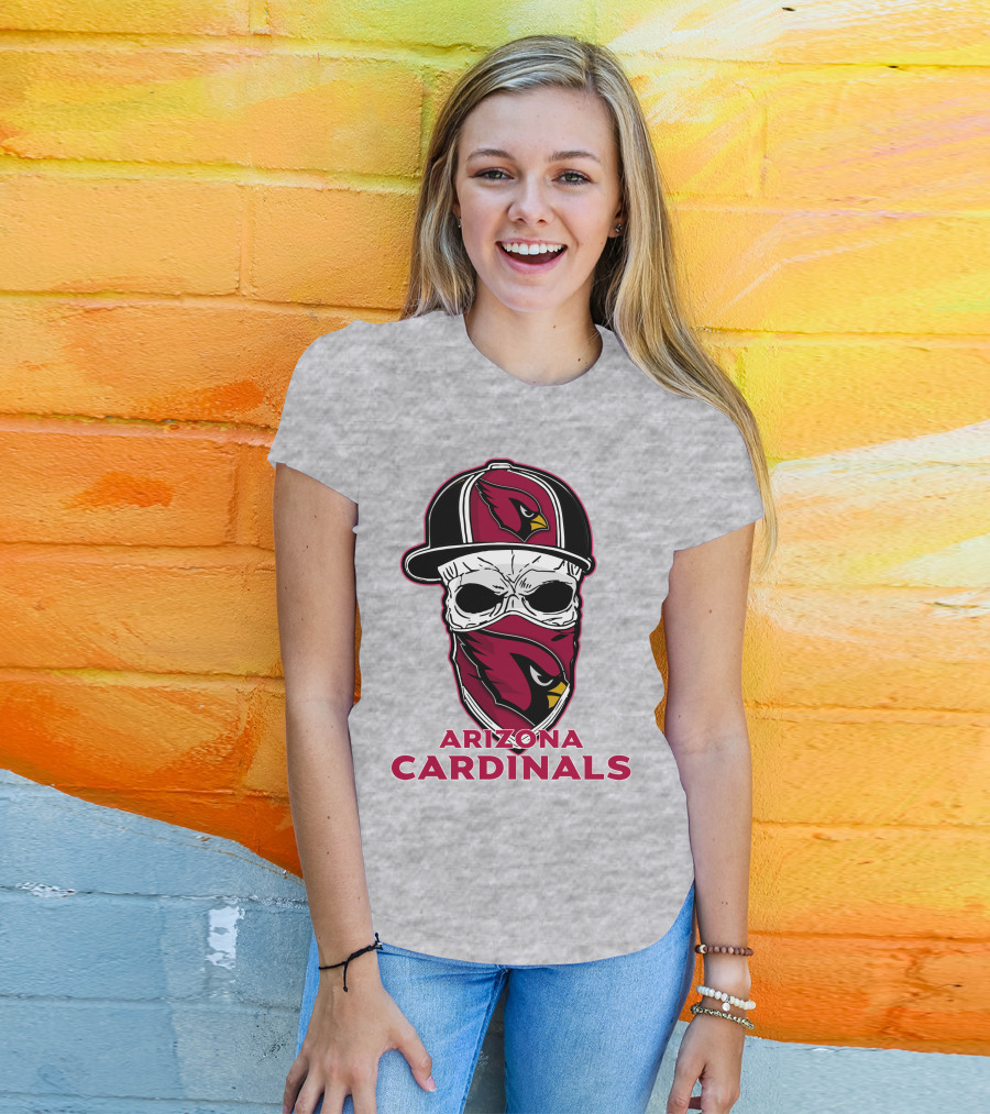 Arizona Cardinals Skull Hat T-Shirt