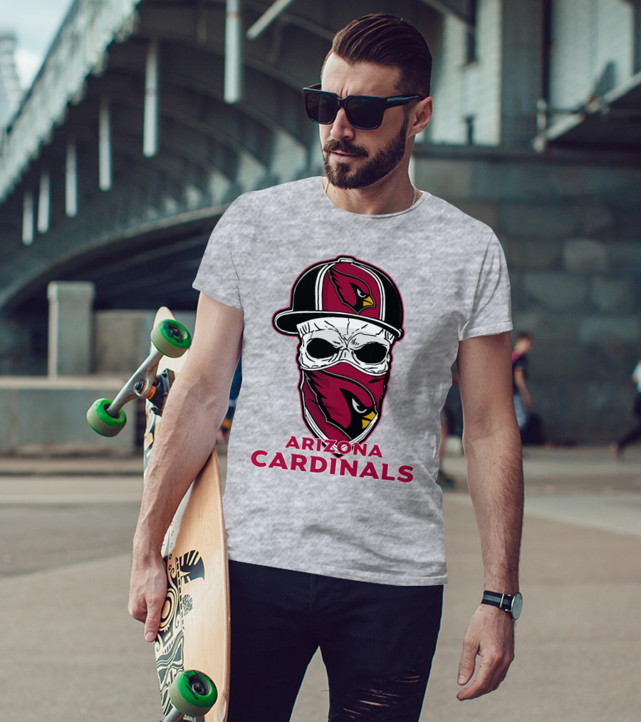 Arizona Cardinals Skull Hat T-Shirt