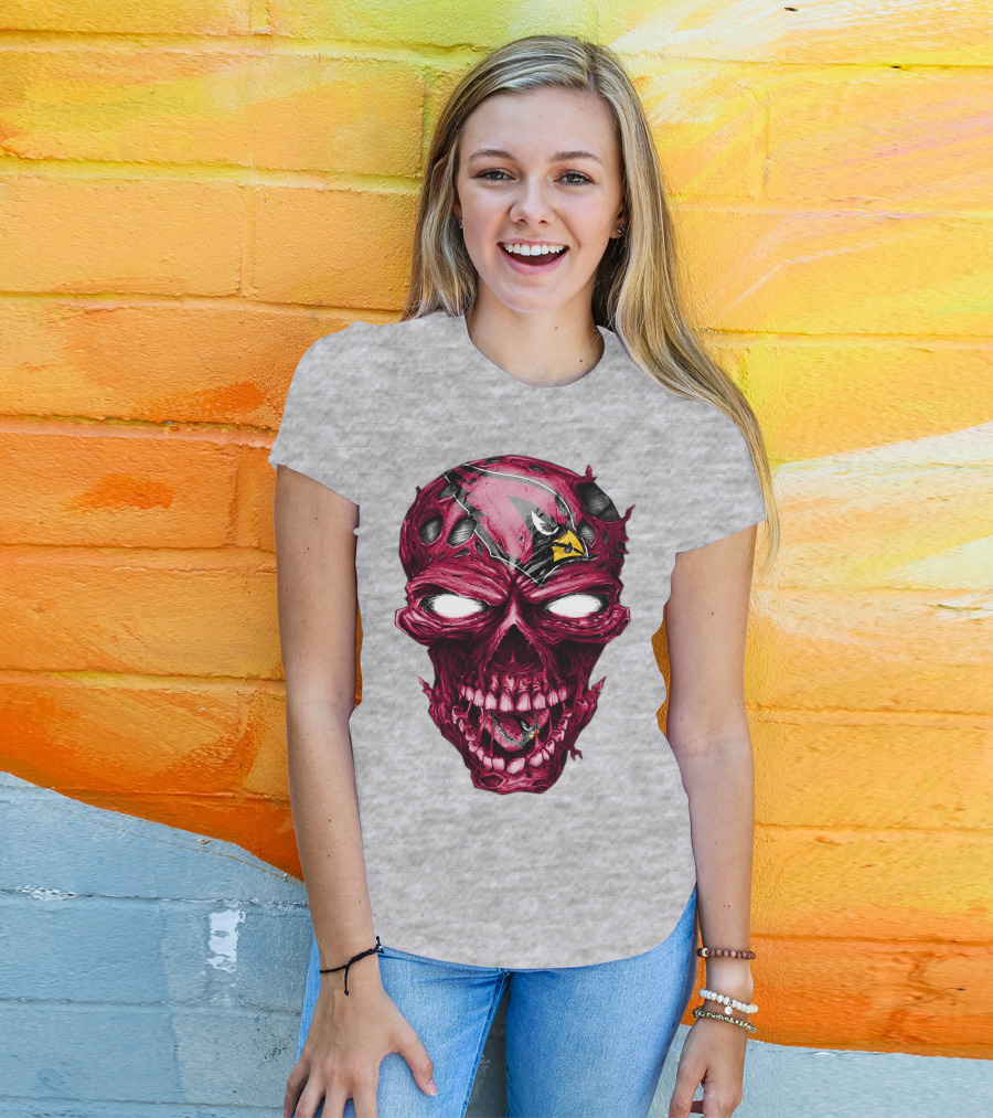 Skull V2 Arizona Cardinals Logo Fusion T-Shirt