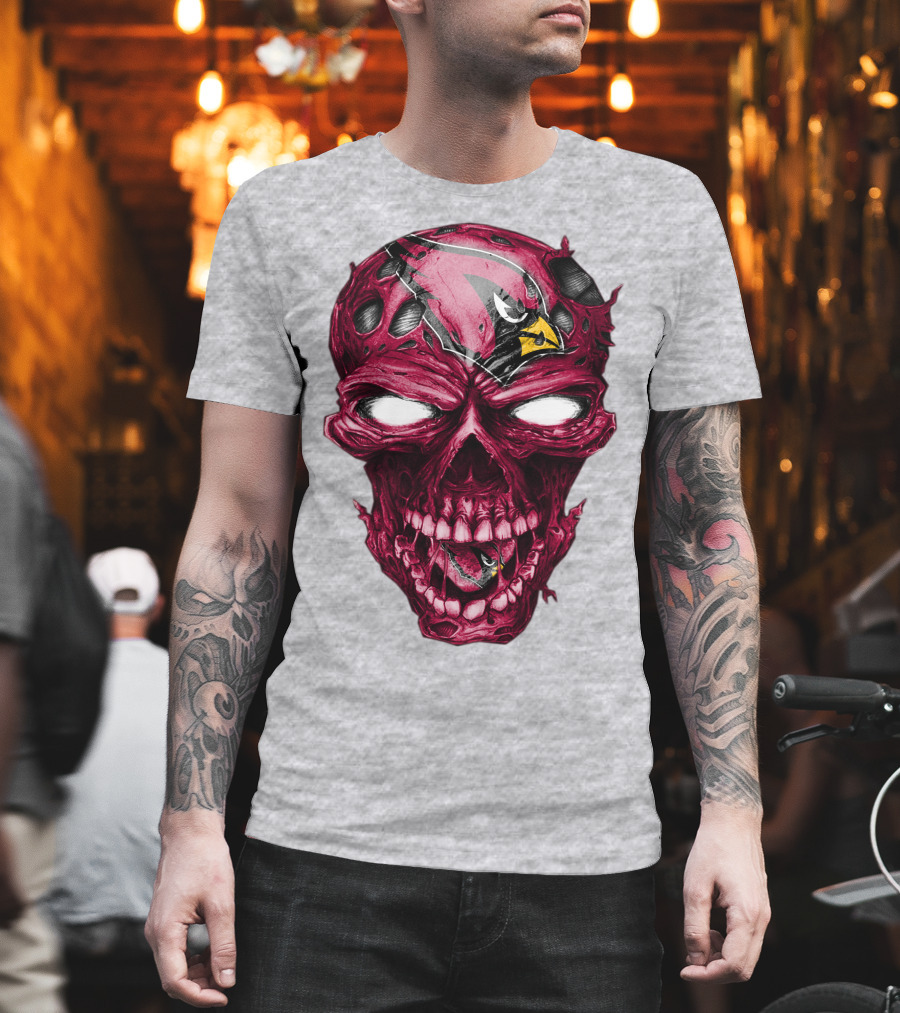 Skull V2 Arizona Cardinals Logo Fusion T-Shirt