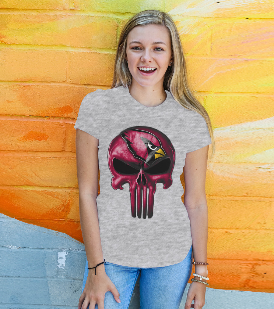 Skull Arizona Cardinals Logo Face T-Shirt