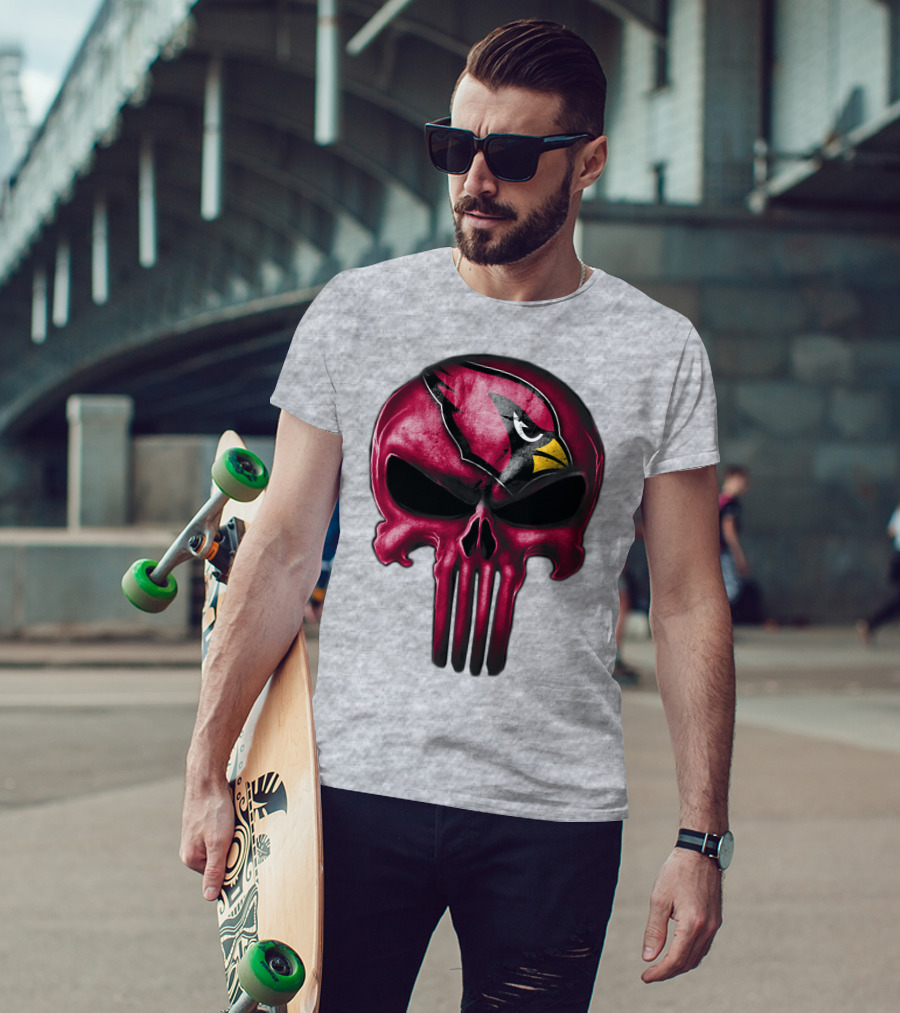 Skull Arizona Cardinals Logo Face T-Shirt