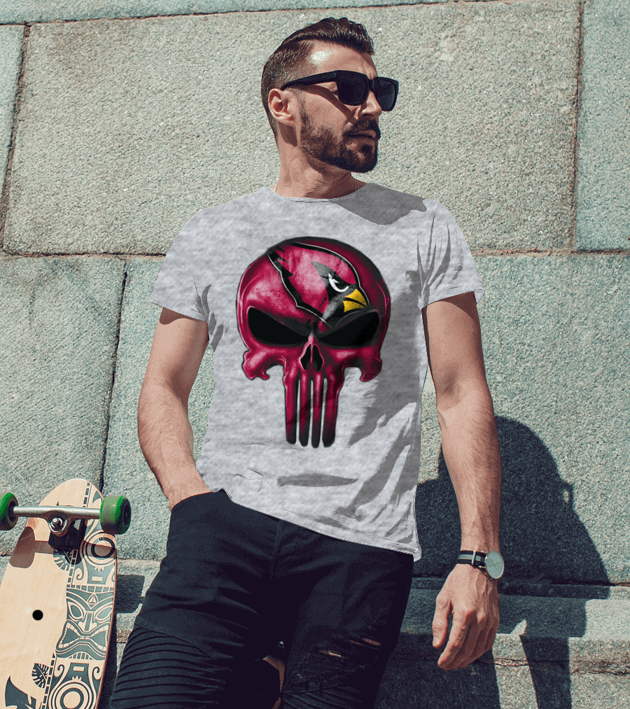 Skull Arizona Cardinals Logo Face T-Shirt