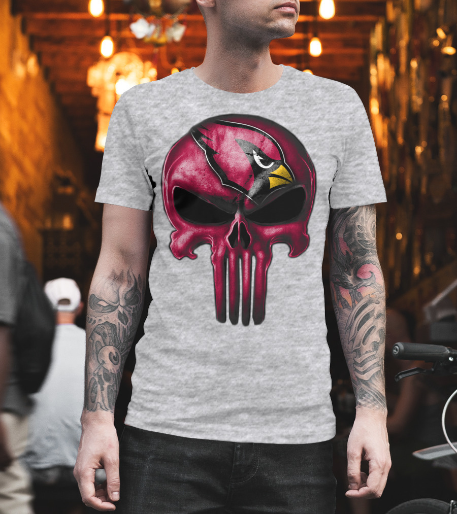 Skull Arizona Cardinals Logo Face T-Shirt