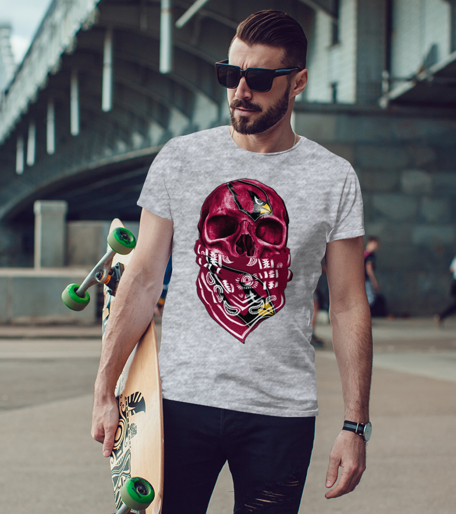 Arizona Cardinals Skull Bandana V5 T-Shirt