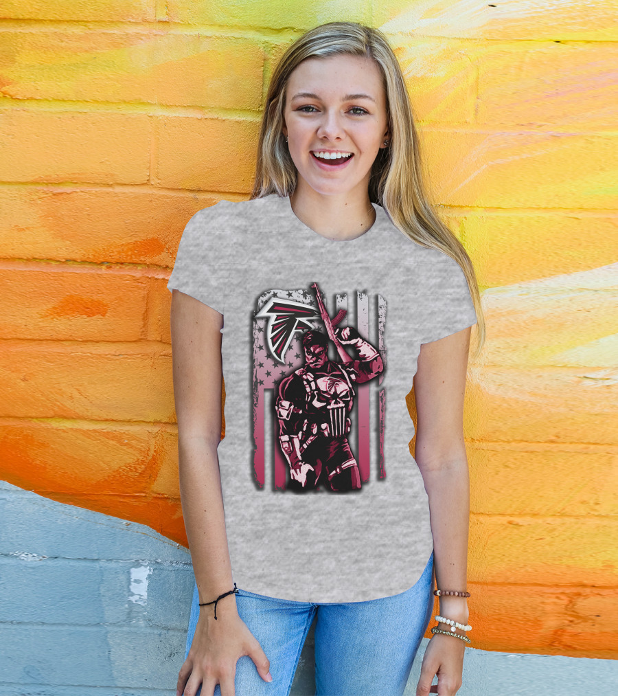 Atlanta Falcons Punisher Soldier American Flag T-Shirt