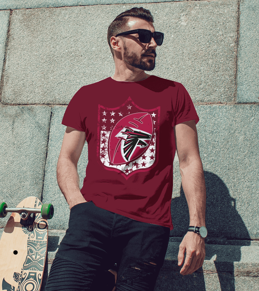 Atlanta Falcons Nfl Logo Shield 42 Red Football Stars T-Shirt