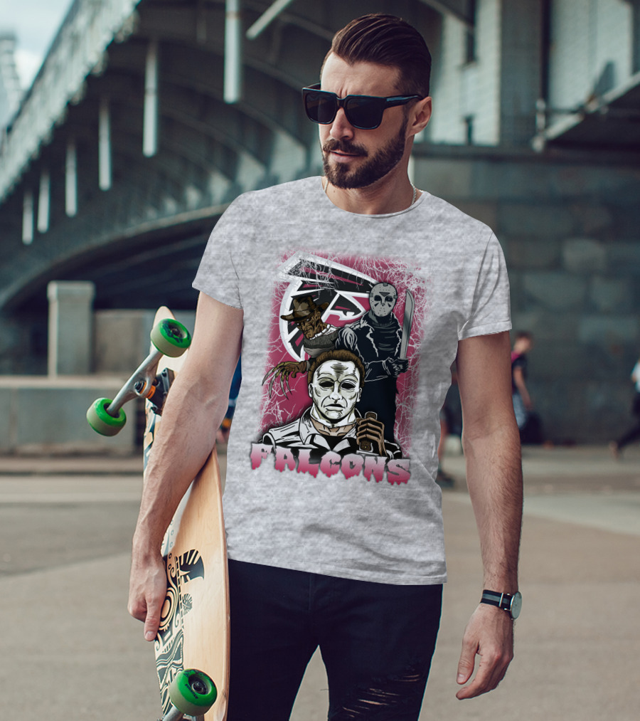Atlanta Falcons Horror Villains Michael Myers Freddy Krueger Jason Voorhees T-Shirt
