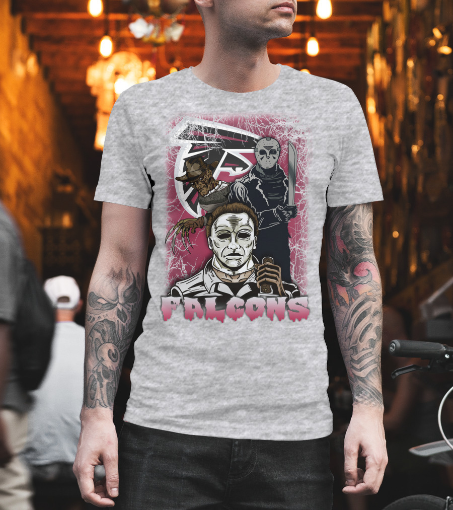 Atlanta Falcons Horror Villains Michael Myers Freddy Krueger Jason Voorhees T-Shirt