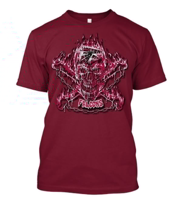 Atlanta Falcons Flaming Skull And Crossbones 53 T-Shirt