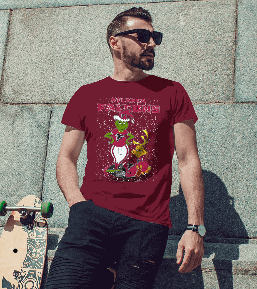Atlanta Falcons Grinchxmas Snowy Holiday Characters T-Shirt