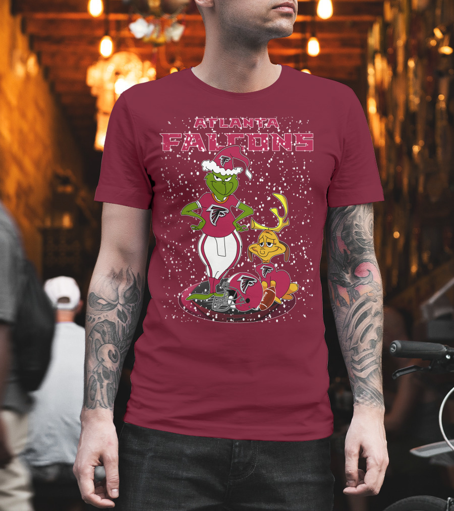 Atlanta Falcons Grinchxmas Snowy Holiday Characters T-Shirt