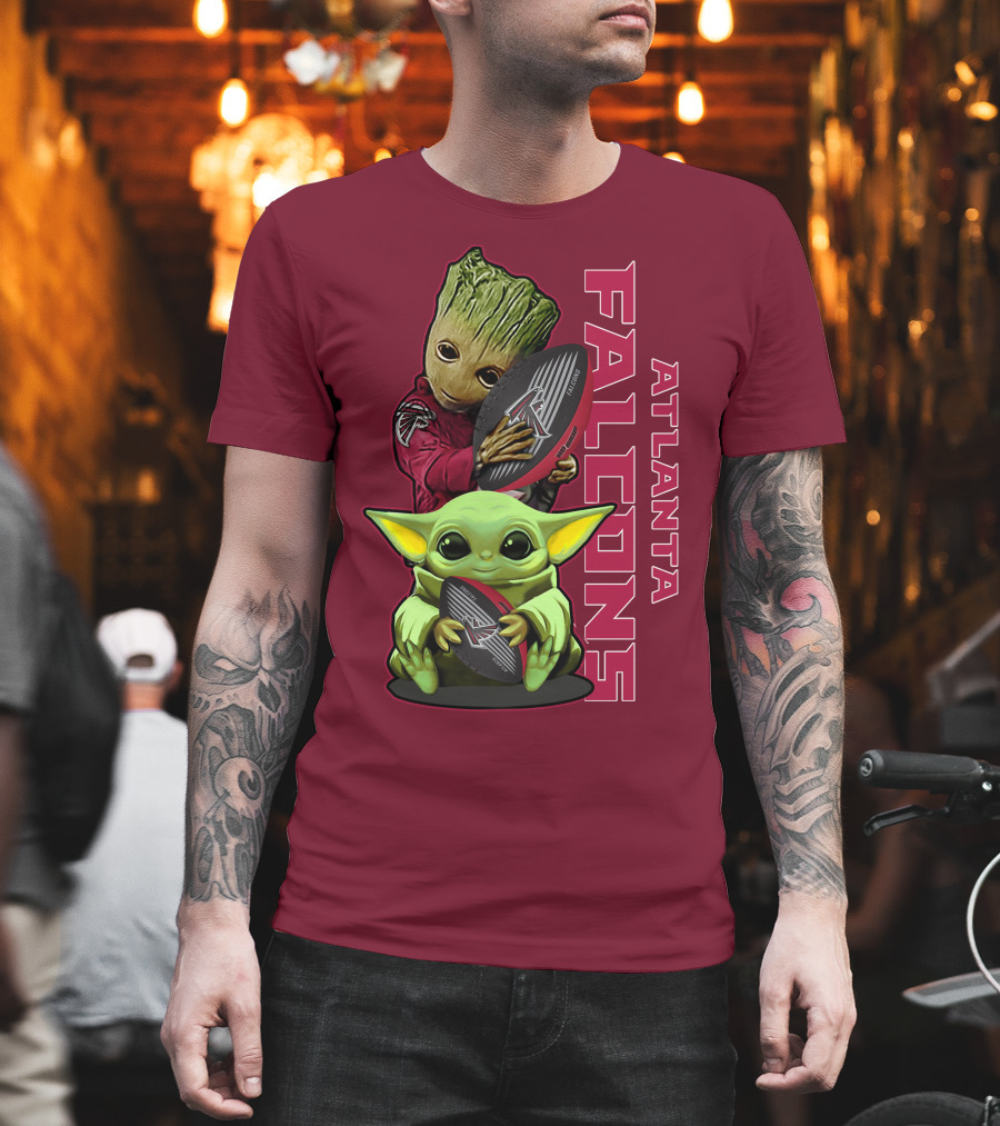 Grzd Atlanta Falcons Groot Baby Yoda Football T-Shirt