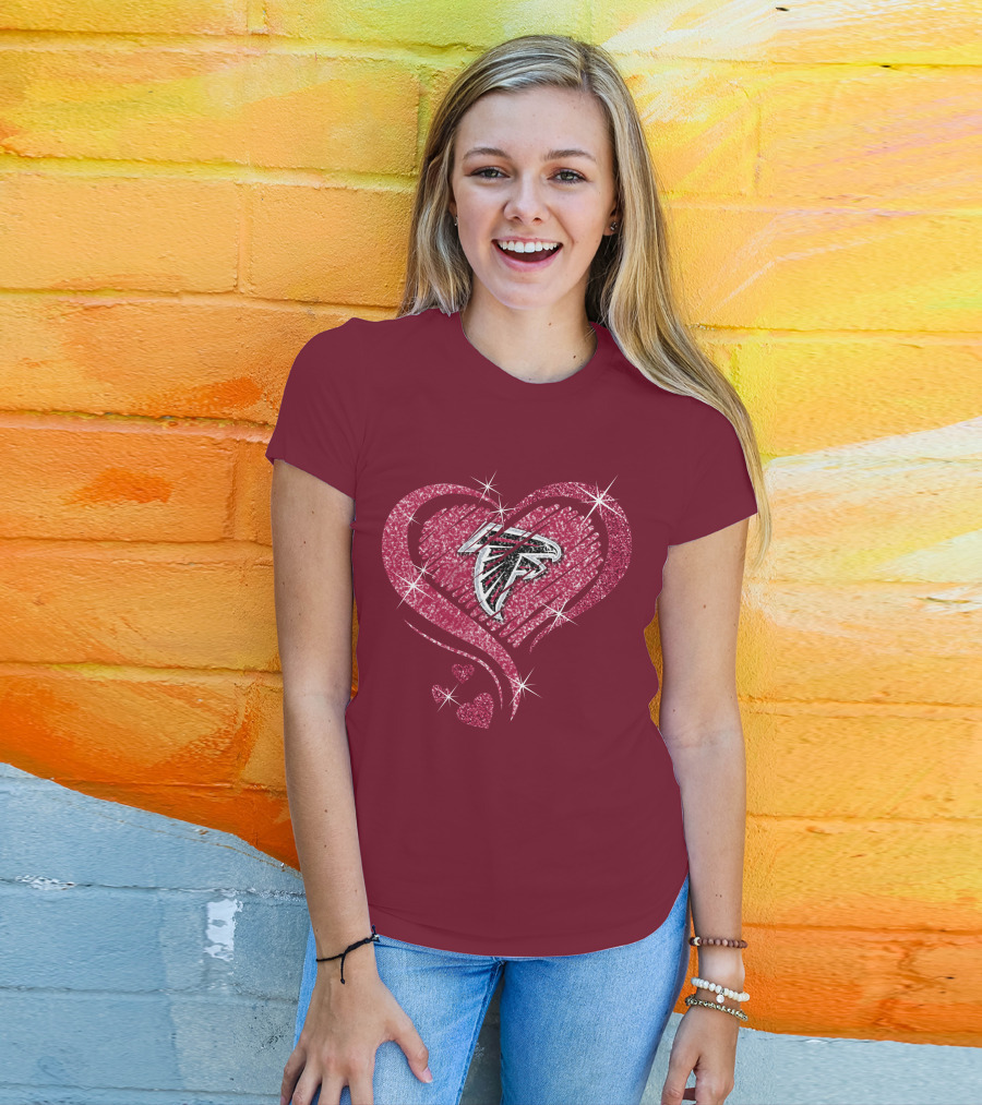 Atlanta Falcons Glitter Heart Diamond T-Shirt