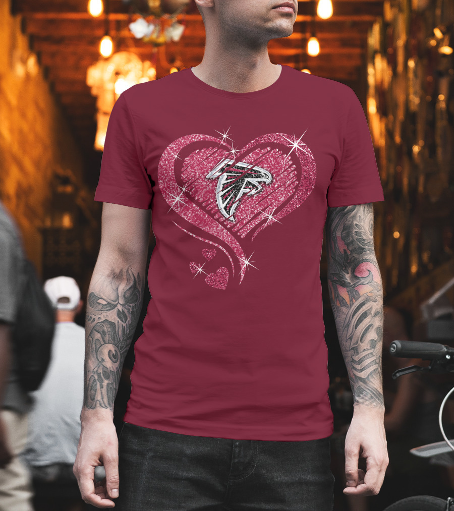 Atlanta Falcons Glitter Heart Diamond T-Shirt