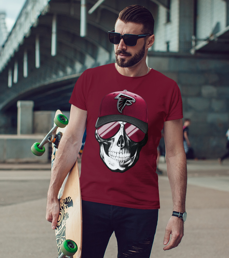 Atlanta Falcons Skull Cap With Reflective Glasses T-Shirt