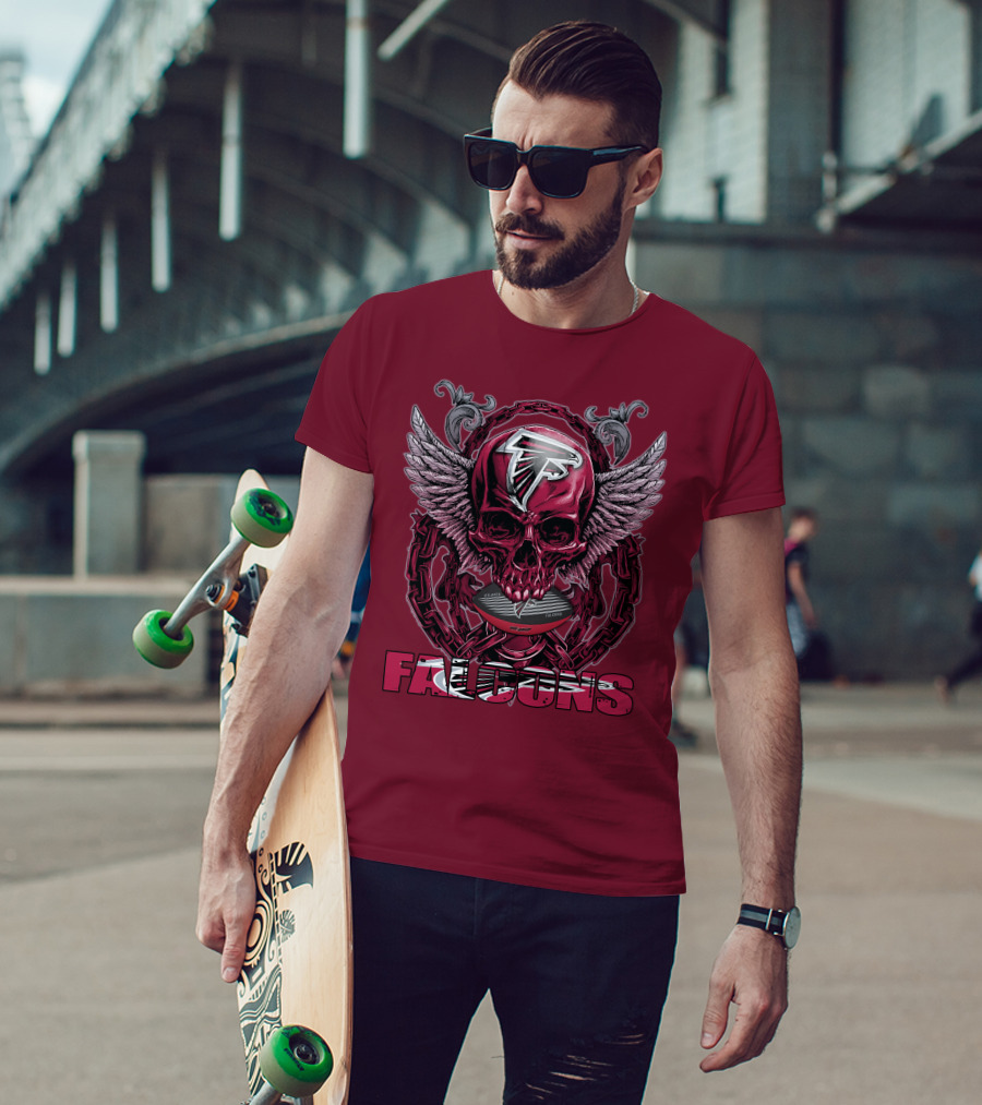 Skullfb Atlanta Falcons Winged Skull T-Shirt