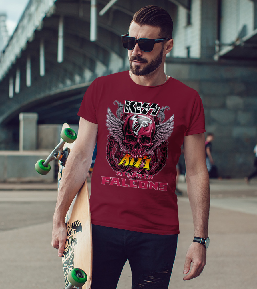 Kiss Atlanta Falcons Skull Winged T-Shirt