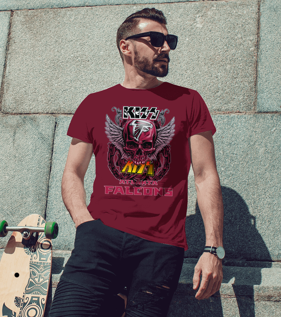 Kiss Atlanta Falcons Skull Winged T-Shirt
