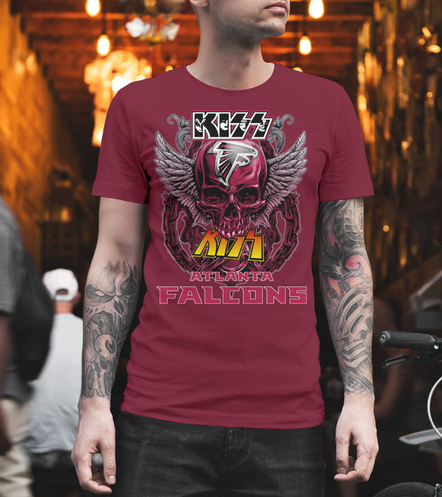 Kiss Atlanta Falcons Skull Winged T-Shirt