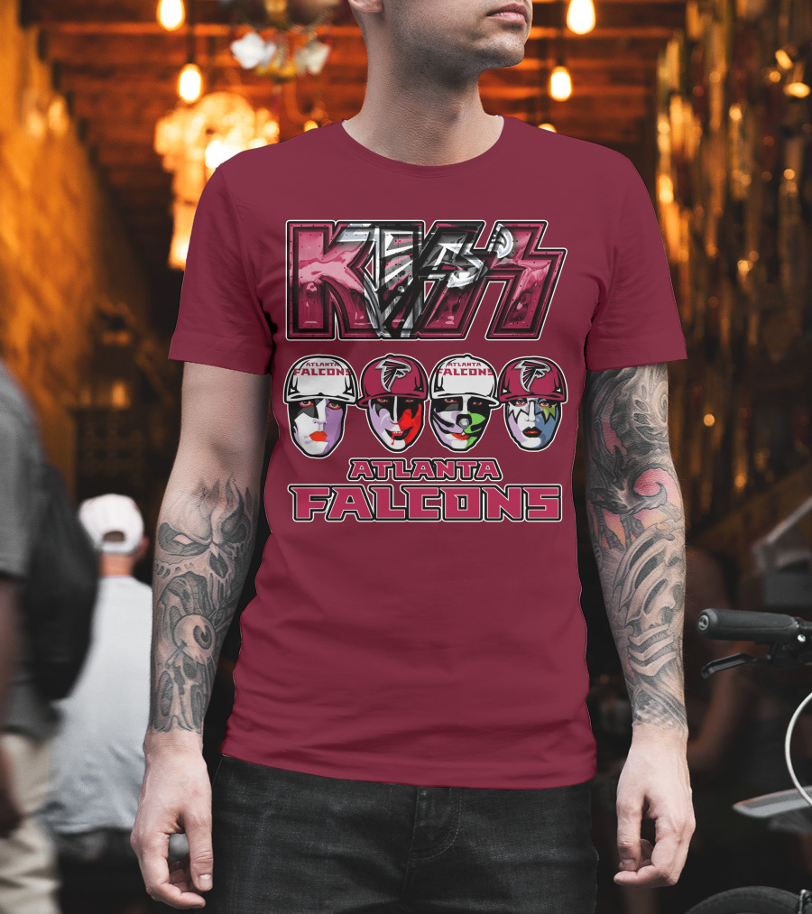 Kiss Atlanta Falcons Faces Logo NFL Band Crossover T-Shirt