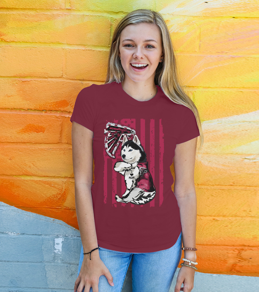Siberian Husky I Love Mom Atlanta Falcons T-Shirt